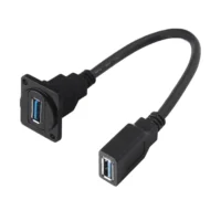 D-Type Panel Mount USB 3.0 Wiring Harness 5 Gbps PVC Insulated Female Male Feedthrough Bulkhead Connector Panel Mount Cable