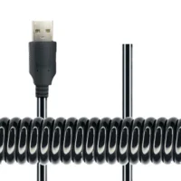 Custom USB Spring Cable | Coiled Cable 4-Core AWG22 Shielded PU Insulated Extra Thick OD 5.0mm Super Flexible