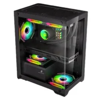 2025 Hot Sales Affordable ATX Middle Tower Tempered Glass Computer case RGB Gaming PC case Compatible with 240mm Liquid Cooler