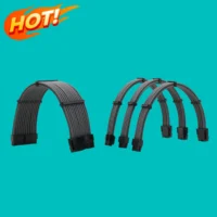 Wholesale 4psc/set Nylon Braided Arc Mesh ATX Computer VGA Wire Power Extension Cord 18AWG Tinned Copper 2-Pin AC Power Cord