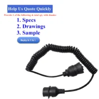 Trailer Truck Cable Telescopic Spiral Wire Black Coiled Cable with 9-Pin Connector J1939 Male 9 Pin to 9 Pin Adapter
