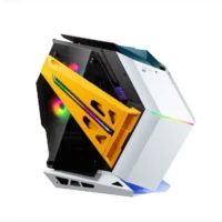 2025 High-quality M-ATX Warship Shape Tempered Glass Computer Gaming case Colorful Lighting Effects RGB Aluminum Alloy Pc case
